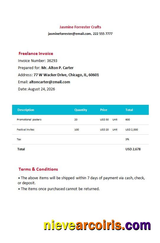 Free Freelance Invoice Form